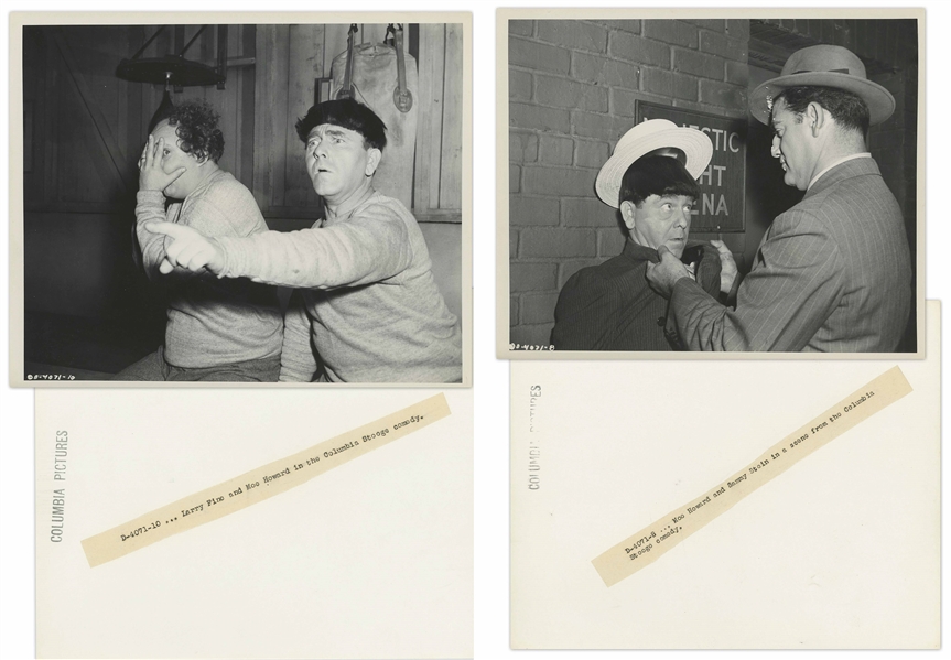 Lot of Twenty 10 x 8 Glossy Photos From Nine Different Three Stooges Films, Complete List List Online at NateDSanders.com -- Very Good Condition